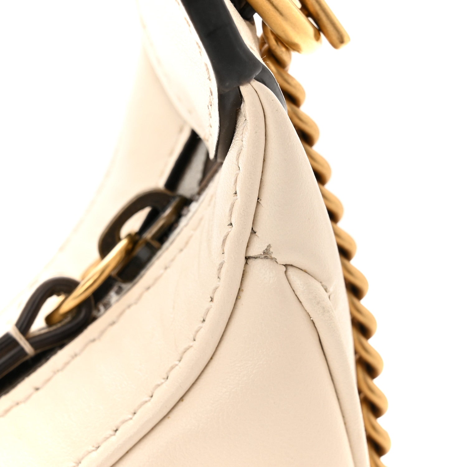 Gucci Calfskin Matelasse Chevron Mini GG Marmont Half Moon Hobo Mystic White 12 of 14