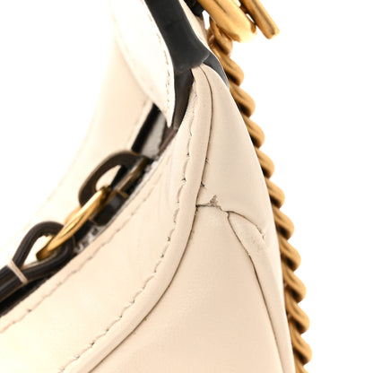Gucci Calfskin Matelasse Chevron Mini GG Marmont Half Moon Hobo Mystic White 12 of 14