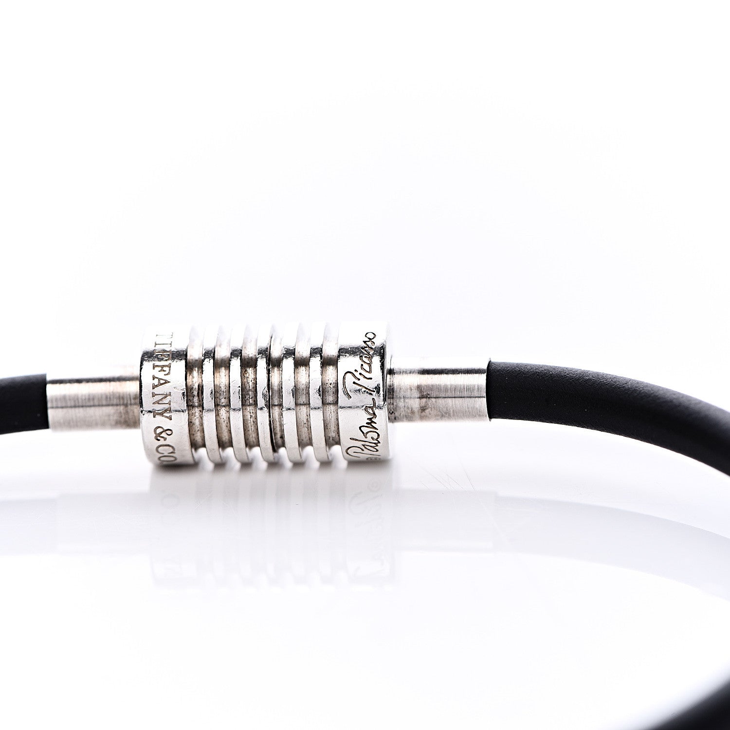 Tiffany Sterling Silver Rubber Paloma Picasso Groove Surfer Bracelet Black 4 of 6