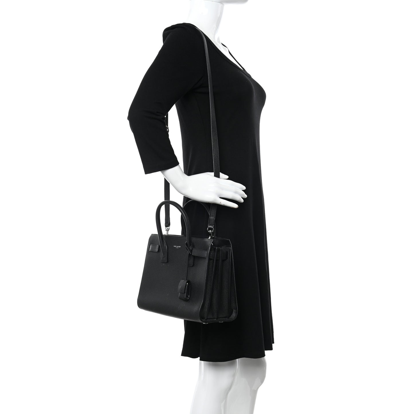 Grained Calfskin Baby Sac De Jour Black
