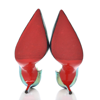 Christian Louboutin Tissu Scarabe Specchio Iriza 100 Pumps 36.5 Digital Silver 5 of 13