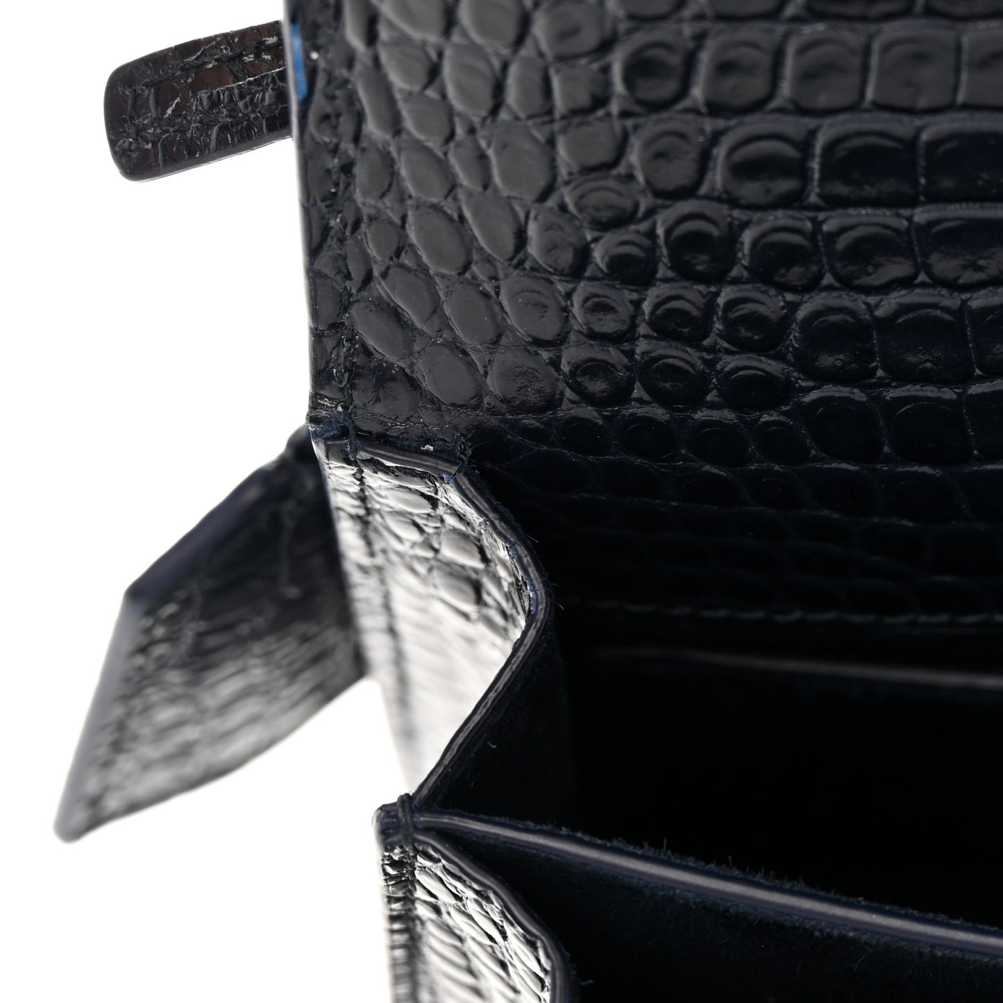Calfskin Crocodile Embossed Medium Monogram Sunset Navy