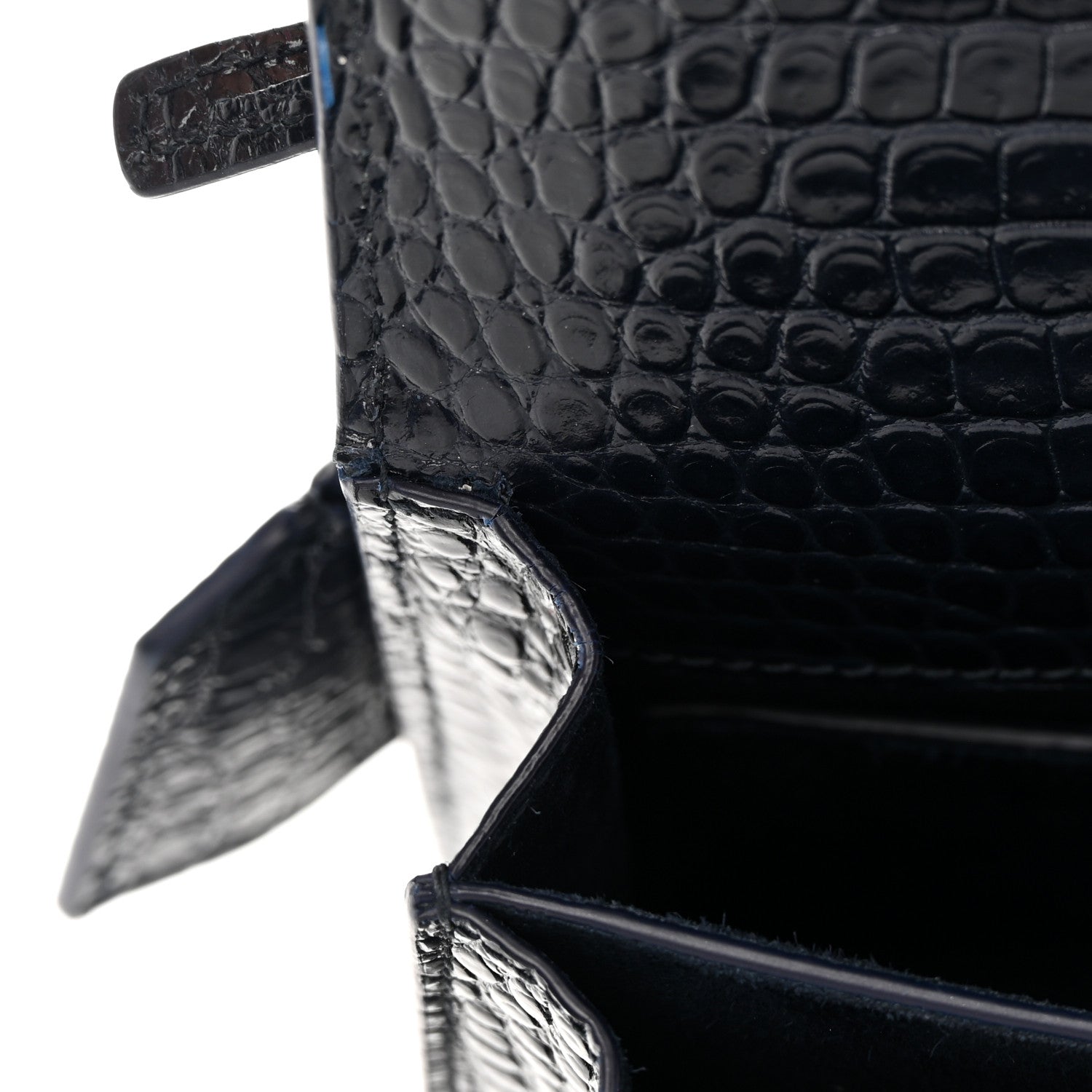 Saint Laurent Calfskin Crocodile Embossed Medium Monogram Sunset Navy 11 of 17