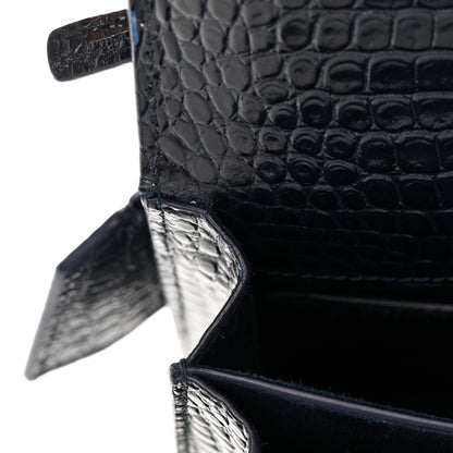 Saint Laurent Calfskin Crocodile Embossed Medium Monogram Sunset Navy 11 of 17