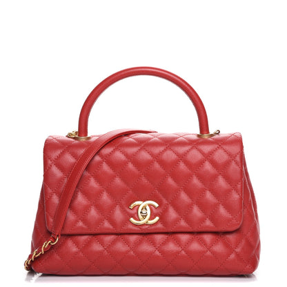 Chanel Caviar Quilted Small Coco Handle Flap Red 1 of 10