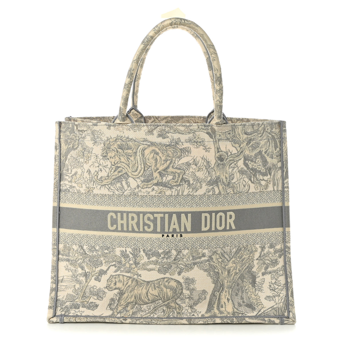 Canvas Embroidered Large Dioriviera Toile De Jouy Book Tote Gray