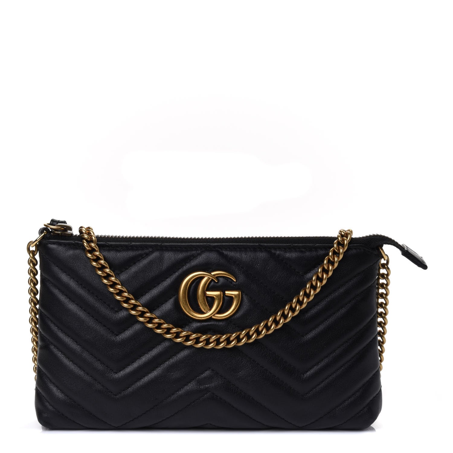 Gucci Calfskin Matelasse Mini GG Marmont Chain Bag Black 1 of 4