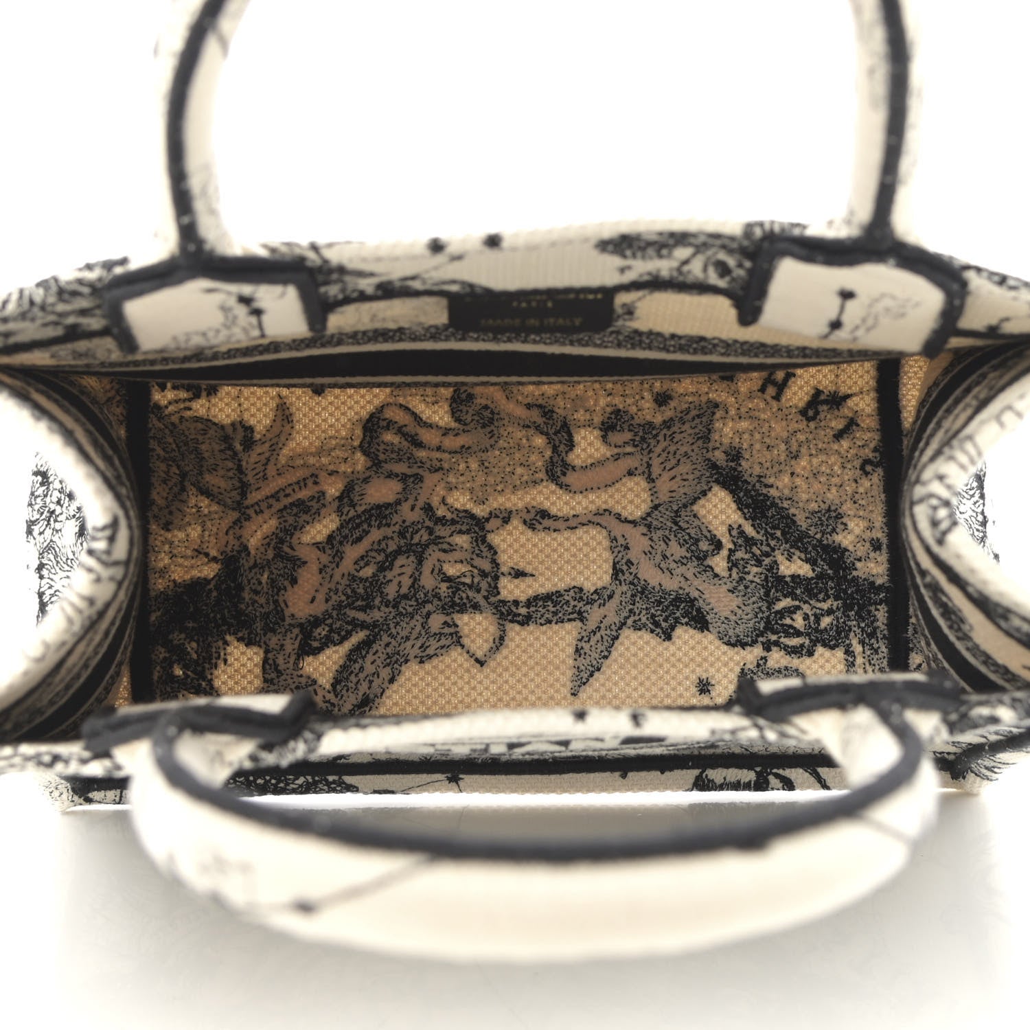 Christian Dior Canvas Embroidered Small Zodiac Toile De Jouy Book Tote Latte 5 of 10