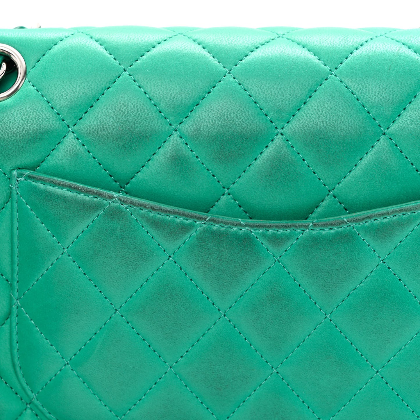 Lambskin Quilted Medium Double Flap Green