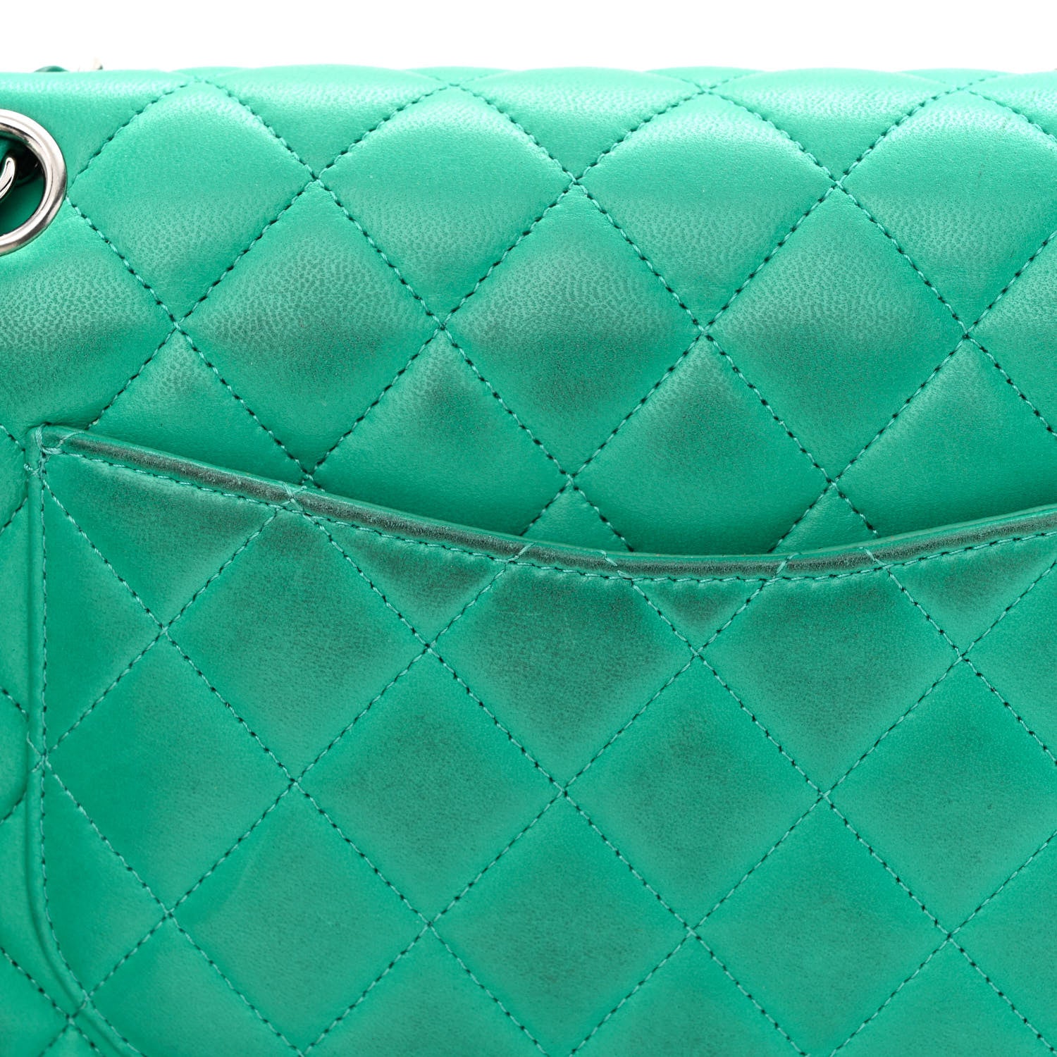 Chanel Lambskin Quilted Medium Double Flap Green 11 of 13