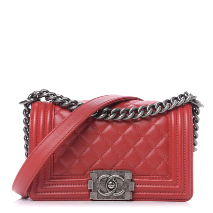 Chanel Lambskin Quilted Small Boy Flap Dark Red 1 of 10