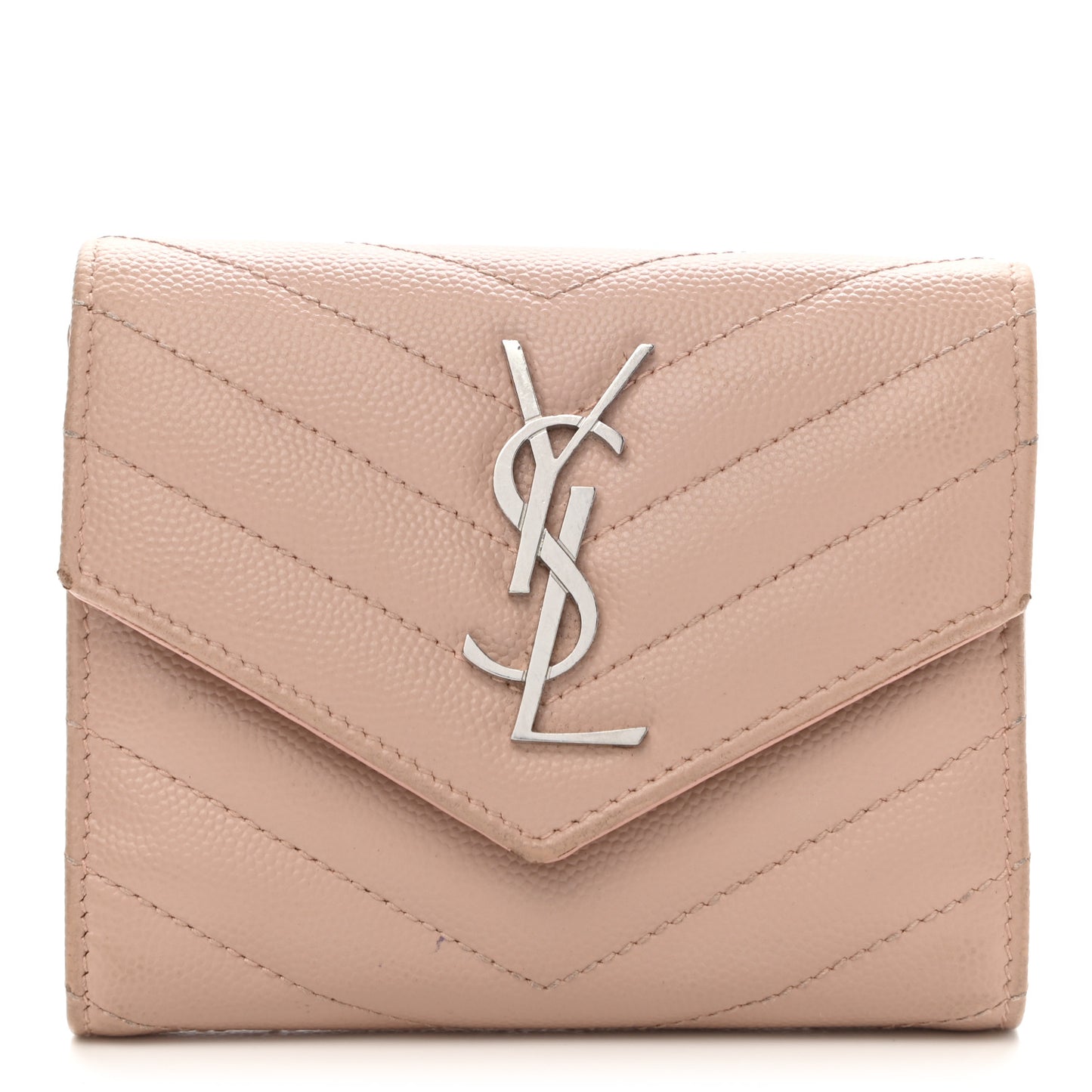 Grain De Poudre Matelasse Chevron Small Monogram Envelope Wallet Blush