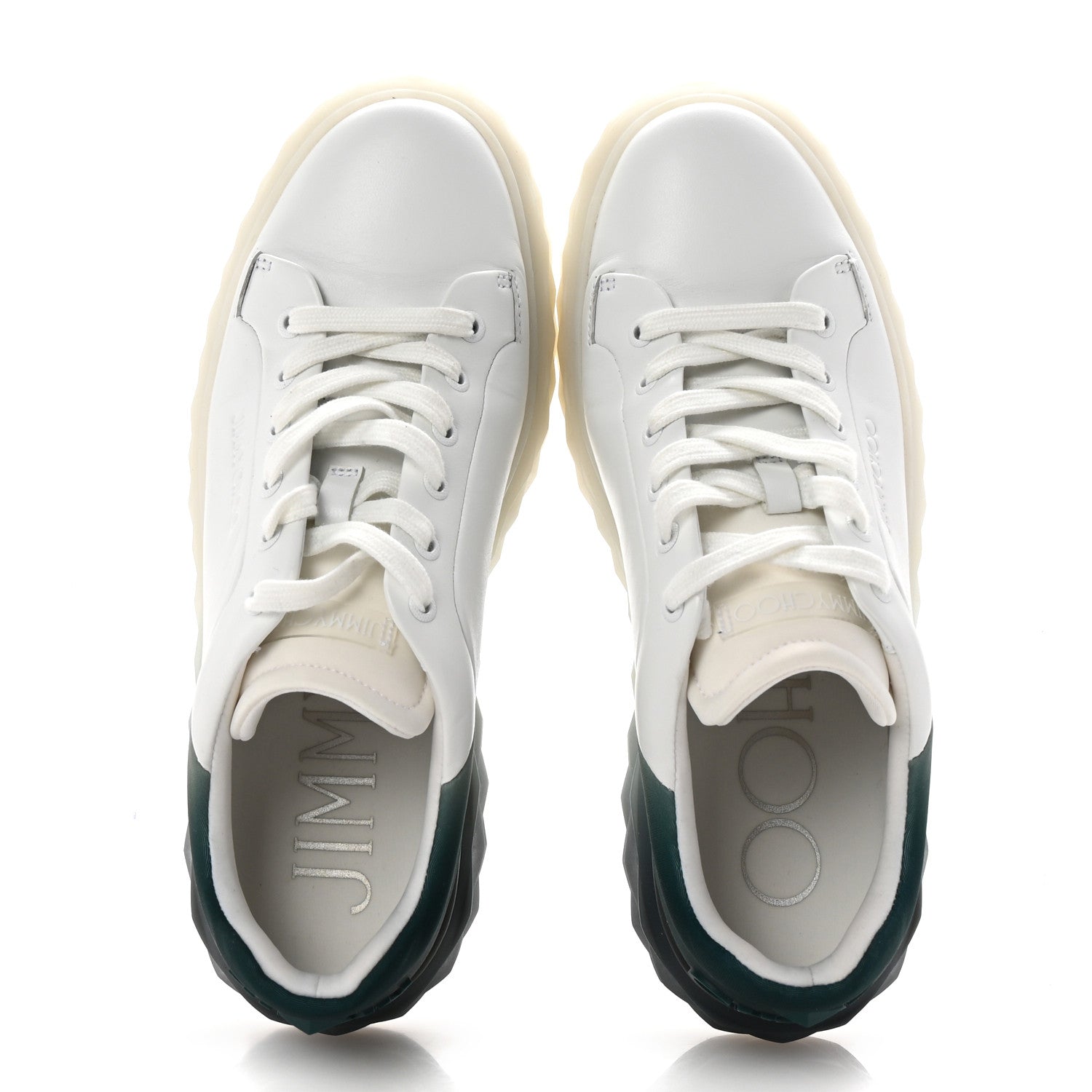 Jimmy Choo Nappa Diamond Maxi  F II Platform Sneakers 40 White Green Mix 2 of 9