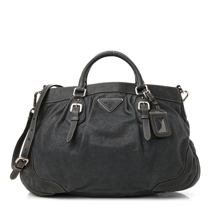 Prada Vitello Soft Shopping Satchel Denim 1 of 10