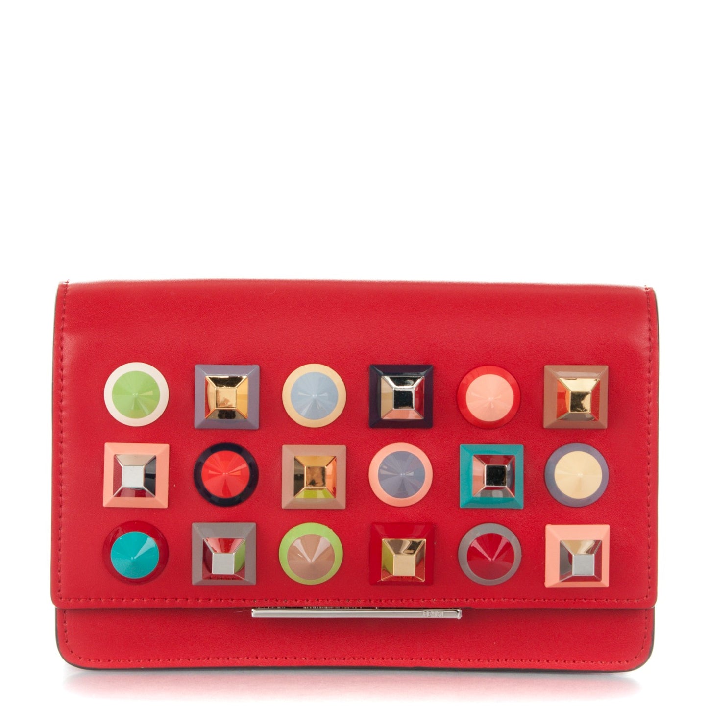 Vitello Liberty Studded Tube Wallet On Chain Fiamma Multicolor