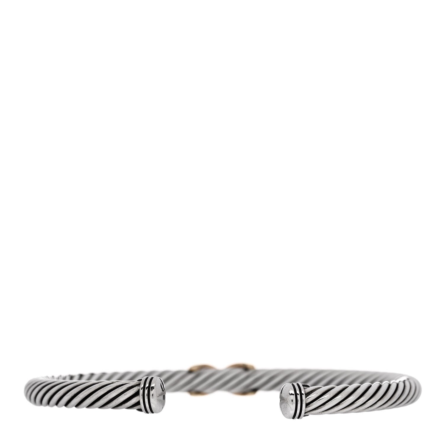 David Yurman Sterling Silver 14K Yellow Gold 5mm X Station Cable Bracelet 2 of 4