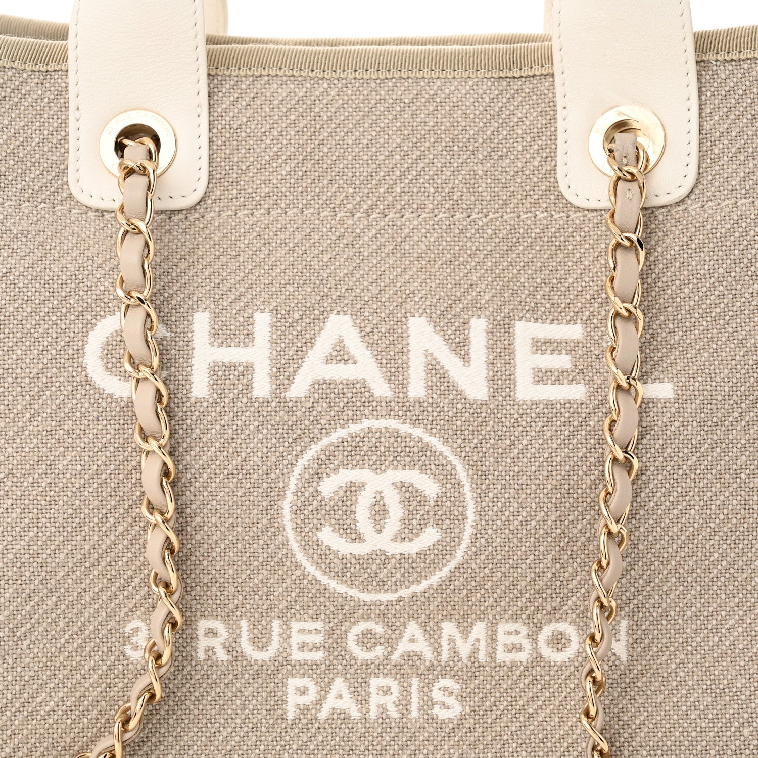 Chanel Mixed Fibers Calfskin Small Deauville Tote Beige White 9 of 12