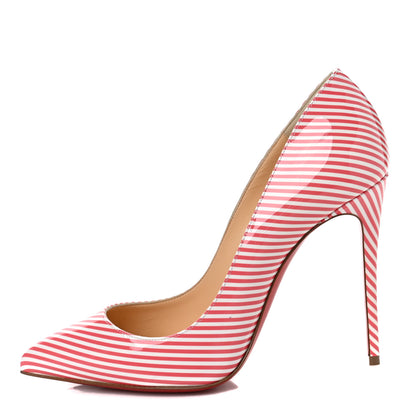 Christian Louboutin Patent Pigalle Follies Stripes 100 Pumps 37 Smoothie White 1 of 8
