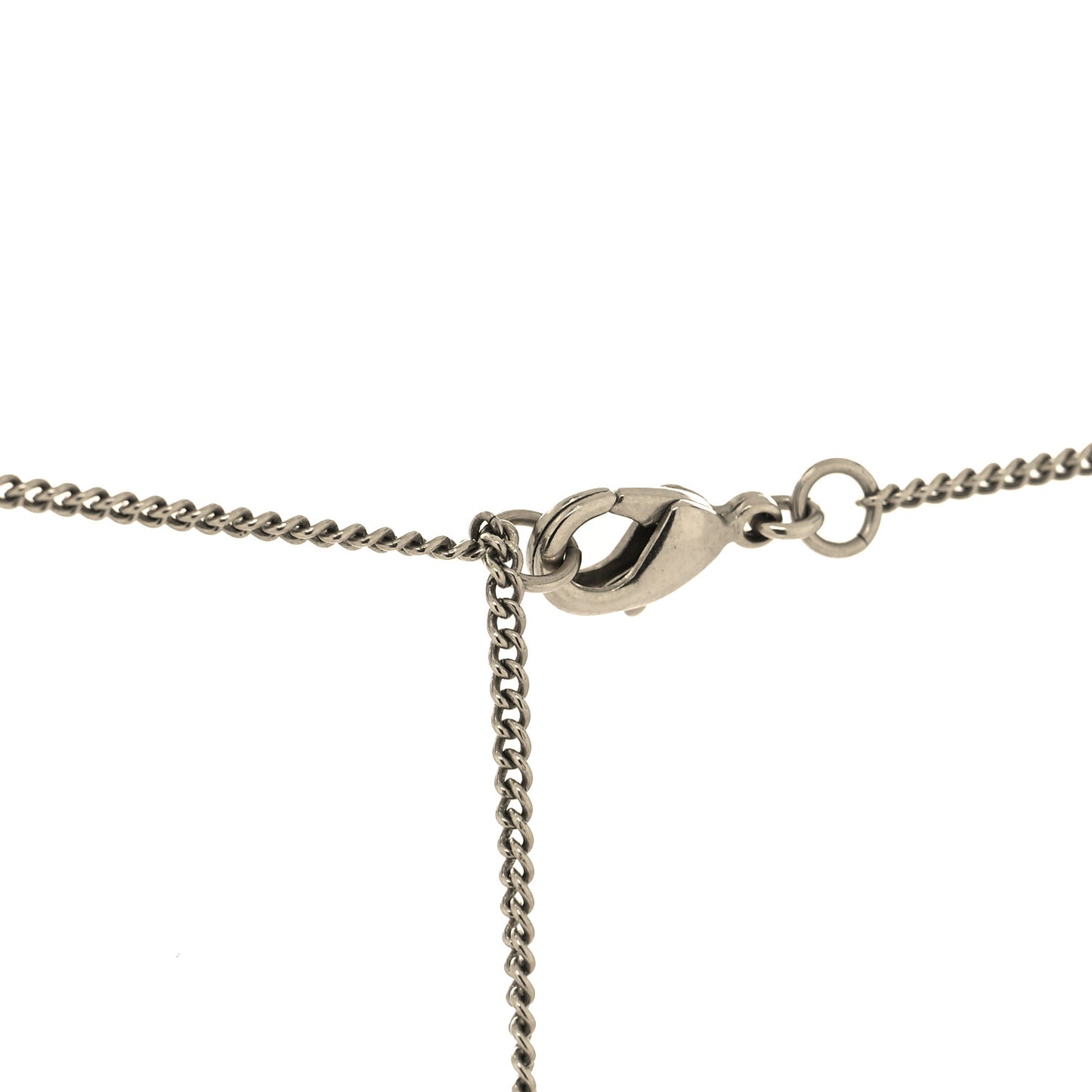 Pearl Crystal CC Pendant Necklace Silver