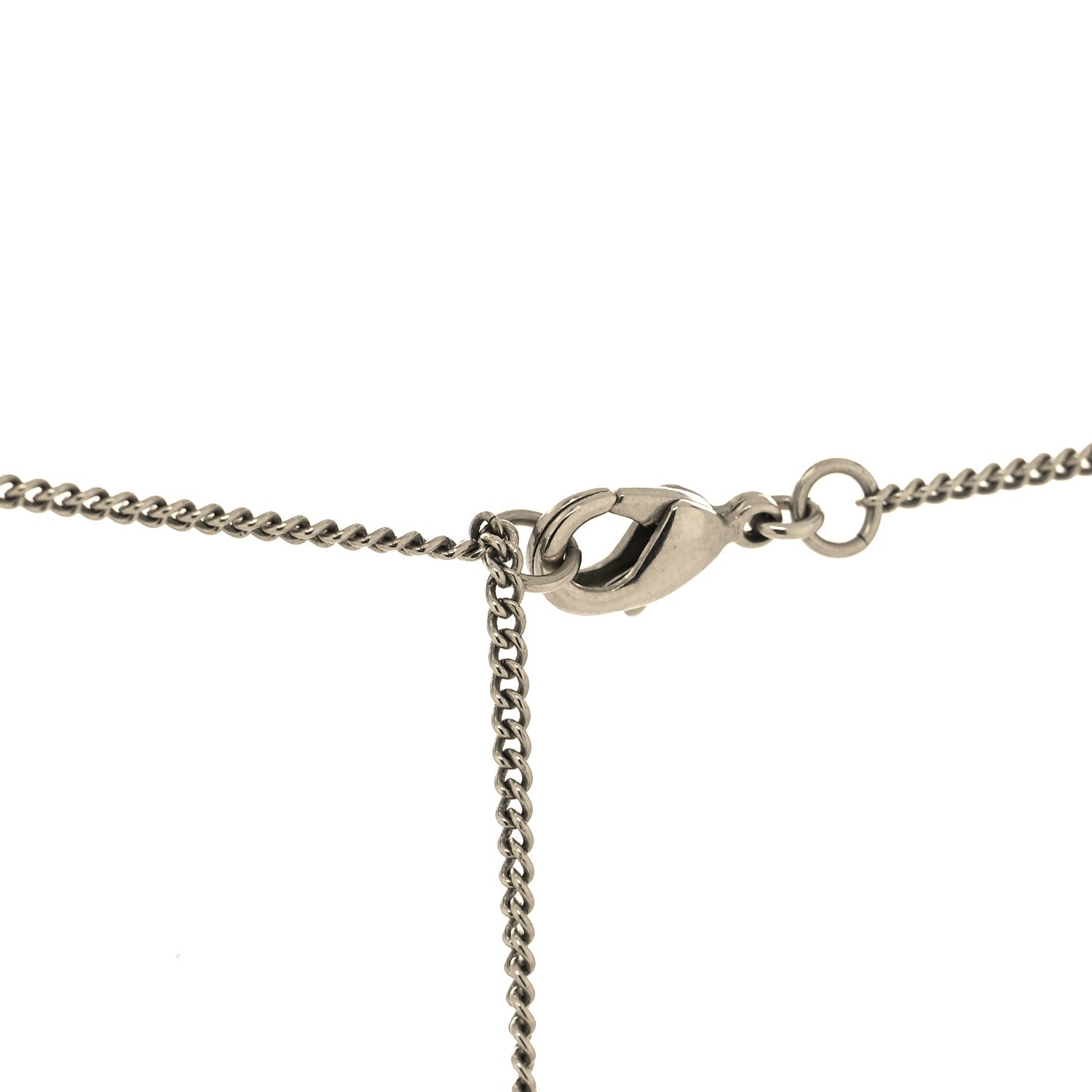 Chanel Pearl Crystal CC Pendant Necklace Silver 4 of 5