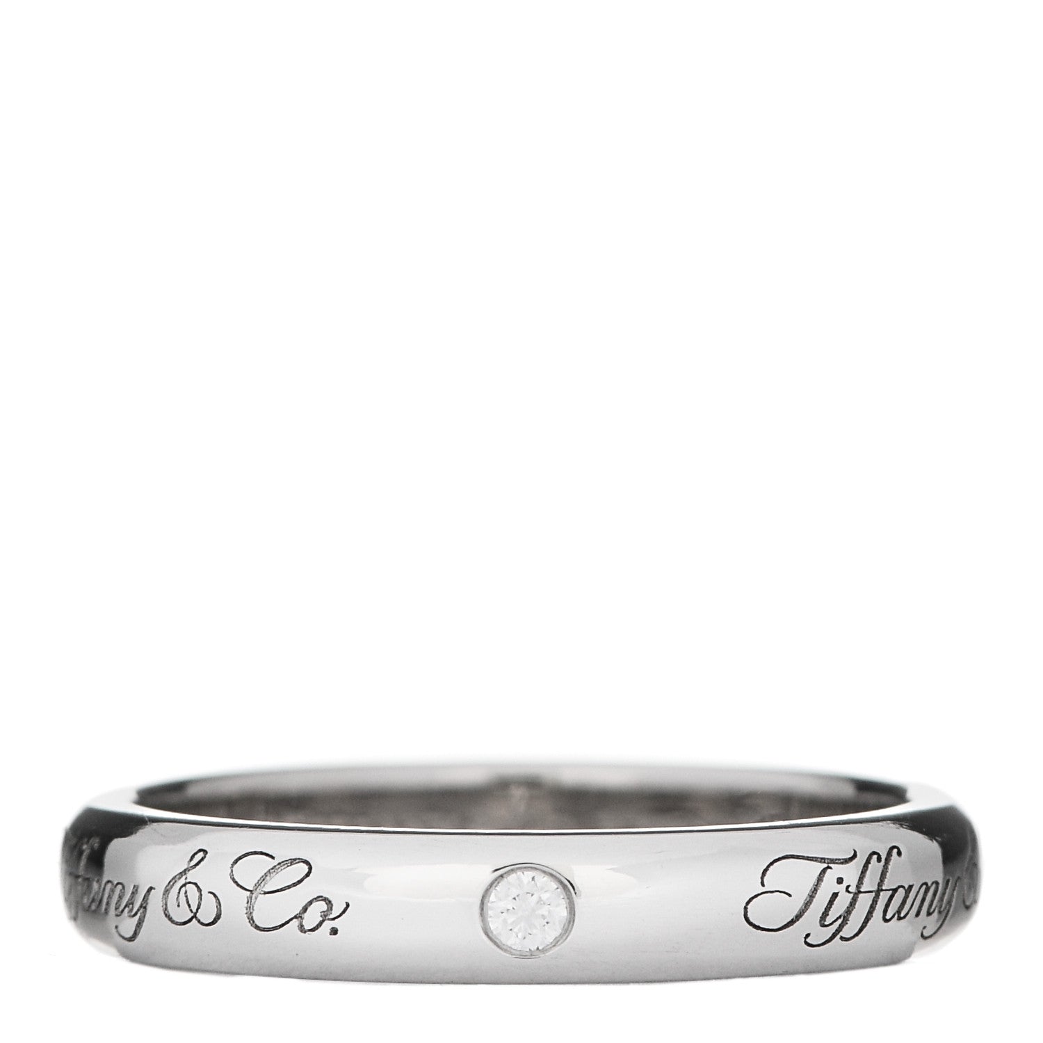 Tiffany Platinum Diamond 3mm Notes Ring 47 4.25 1 of 5