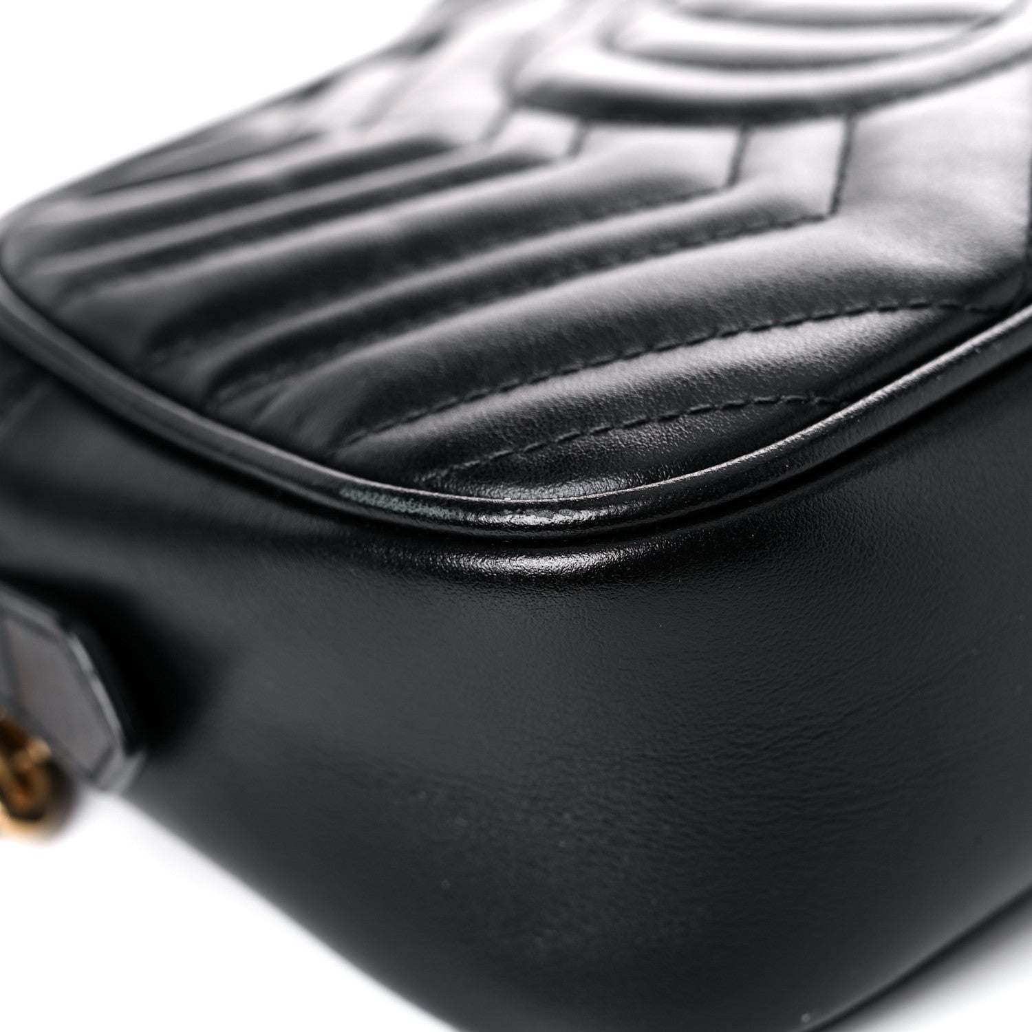 Gucci Calfskin Matelasse Small GG Marmont Chain Shoulder Bag Black 10 of 18