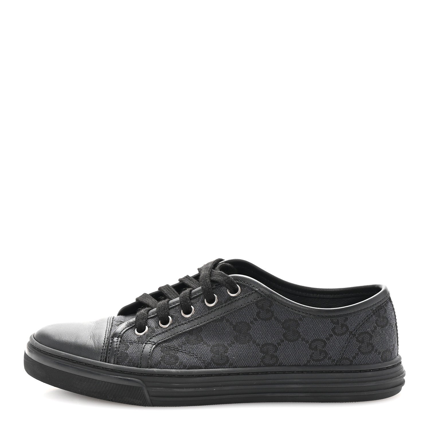 Gucci GG Monogram Calfskin Womens Low Top Sneakers 37 Piombo Black 2 of 20