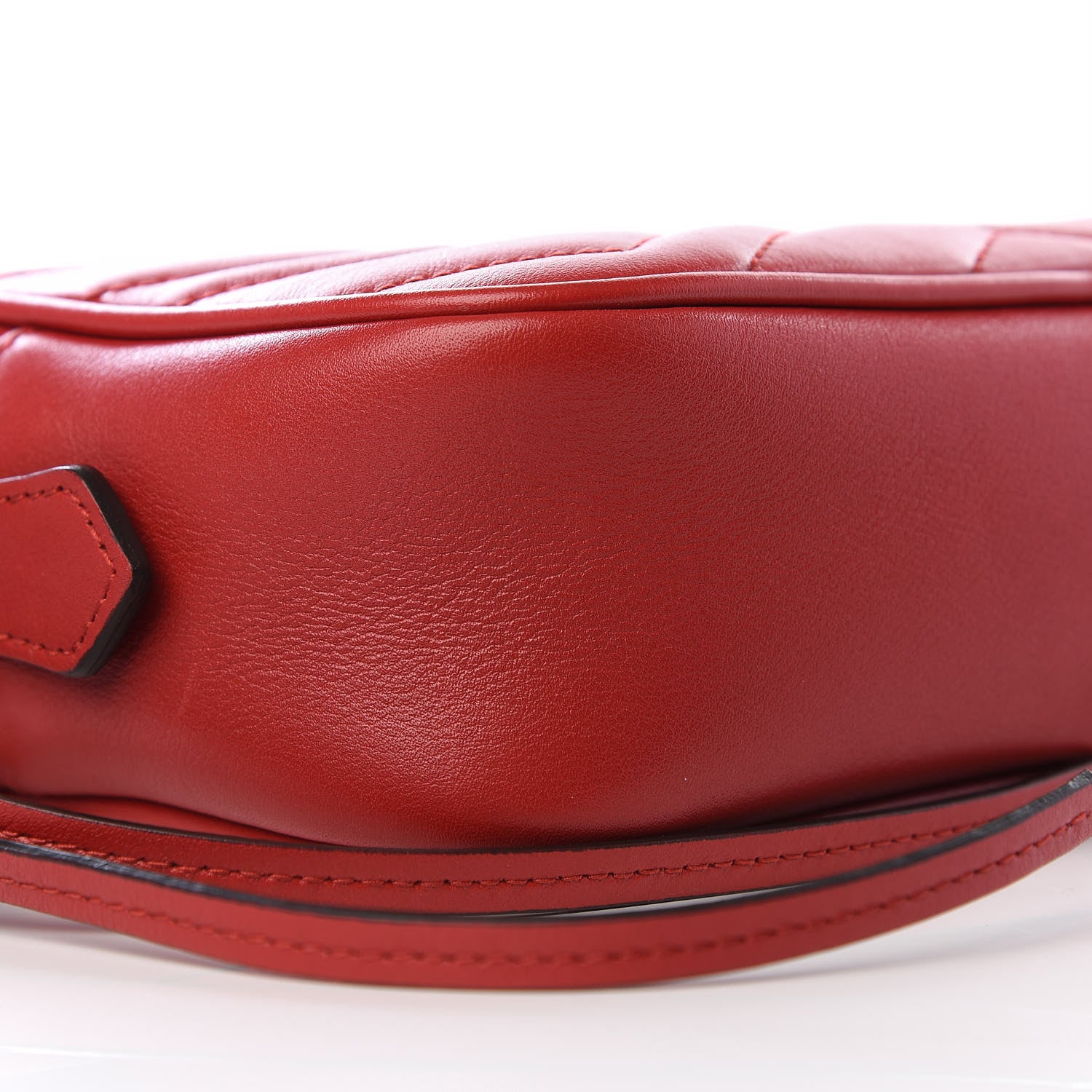 Gucci Calfskin Matelasse Mini GG Marmont Chain Shoulder Bag Hibiscus Red 6 of 8