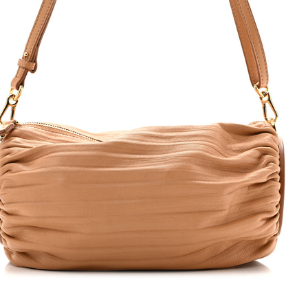 Loewe Lambskin Pleated Bracelet Pouch Shoulder Bag Warm Desert 7 of 10