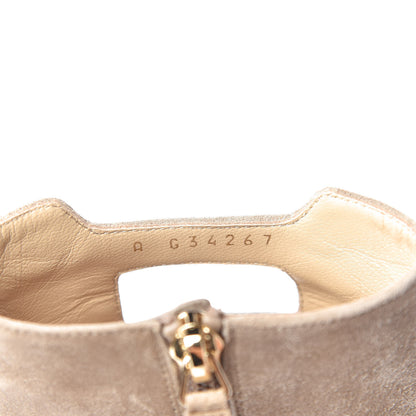 Chanel Suede Calfskin CC Cutout Short Boots 38.5 Beige 8 of 8