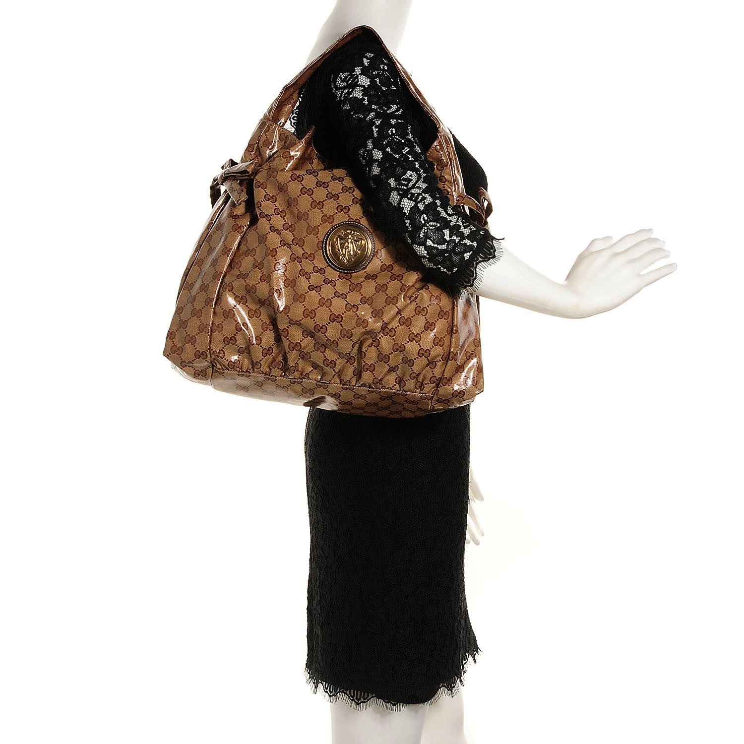 Gucci Crystal Monogram Medium Hysteria Tote Brown 2 of 9
