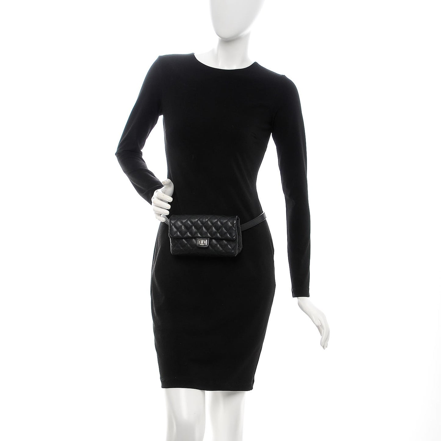 Grained Calfskin Quilted 2.55 Reissue Flap Belt Bag Clutch Black