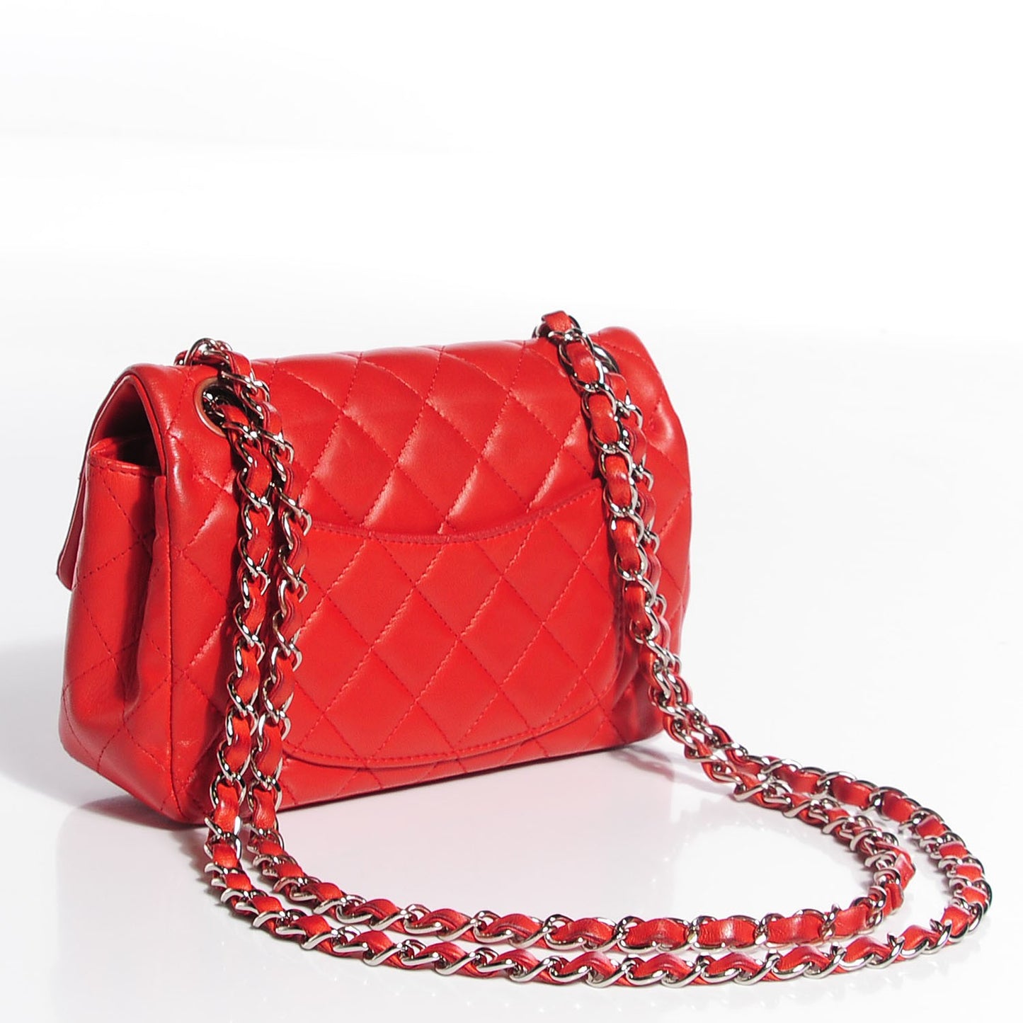 Lambskin Quilted Mini Rectangular Flap Red