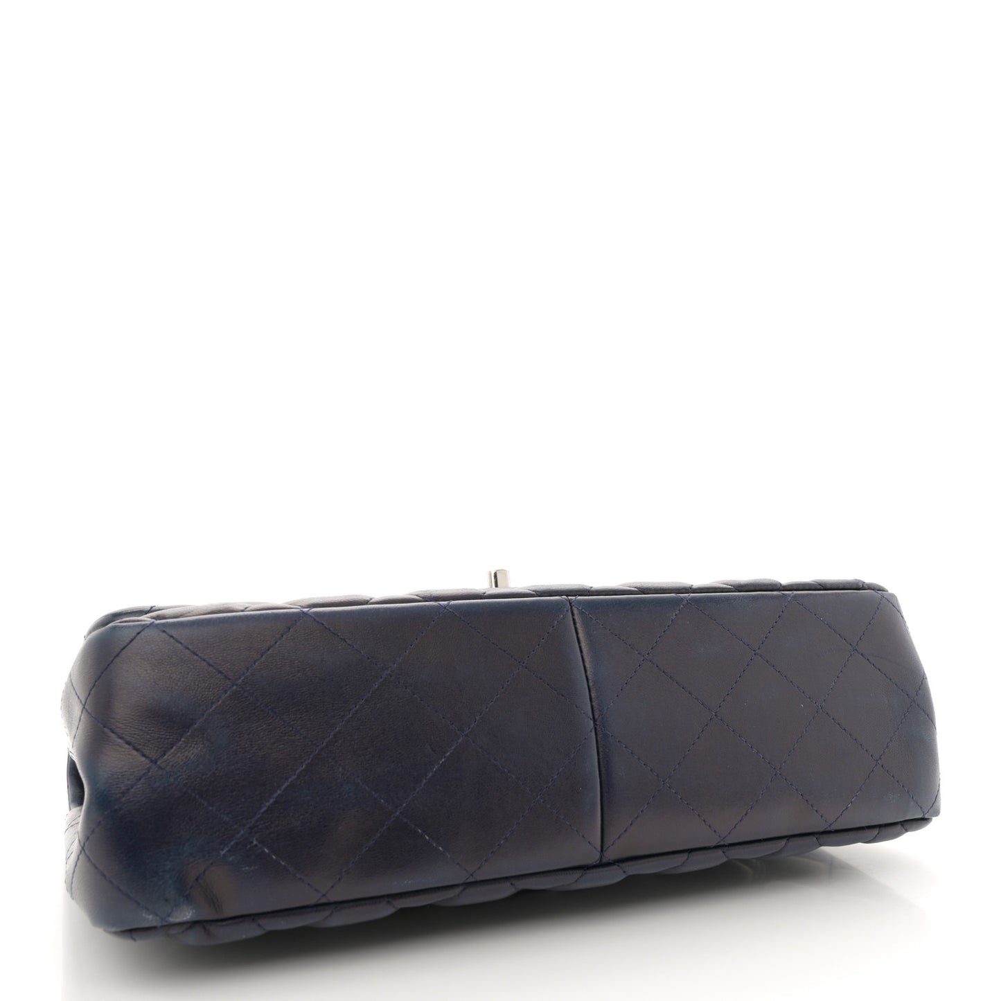 Lambskin Quilted Jumbo Double Flap Navy