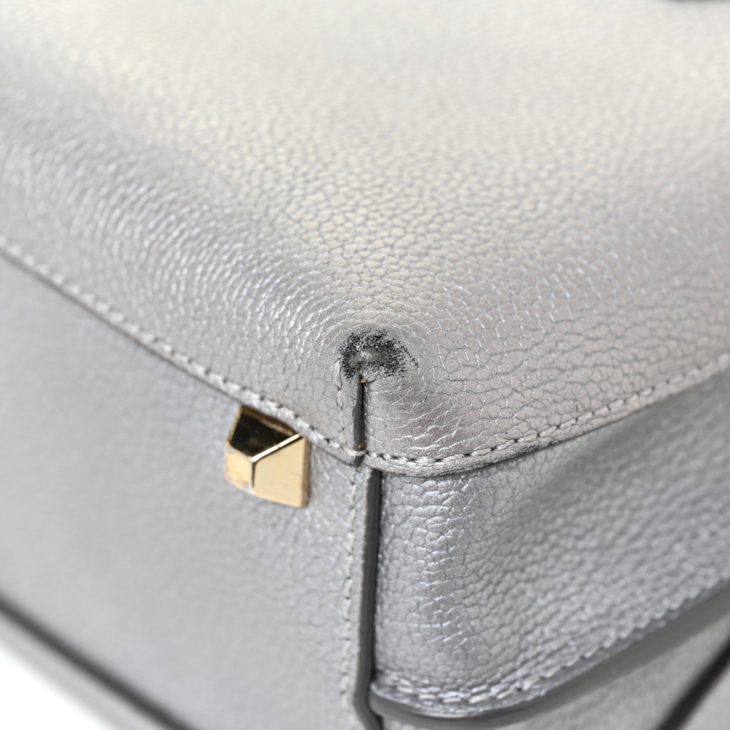 MCM Metallic Grained Calfskin Mini Milla Tote Spike Silver 13 of 21
