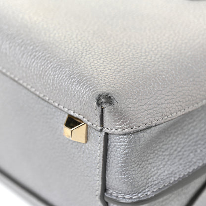 MCM Metallic Grained Calfskin Mini Milla Tote Spike Silver 13 of 21
