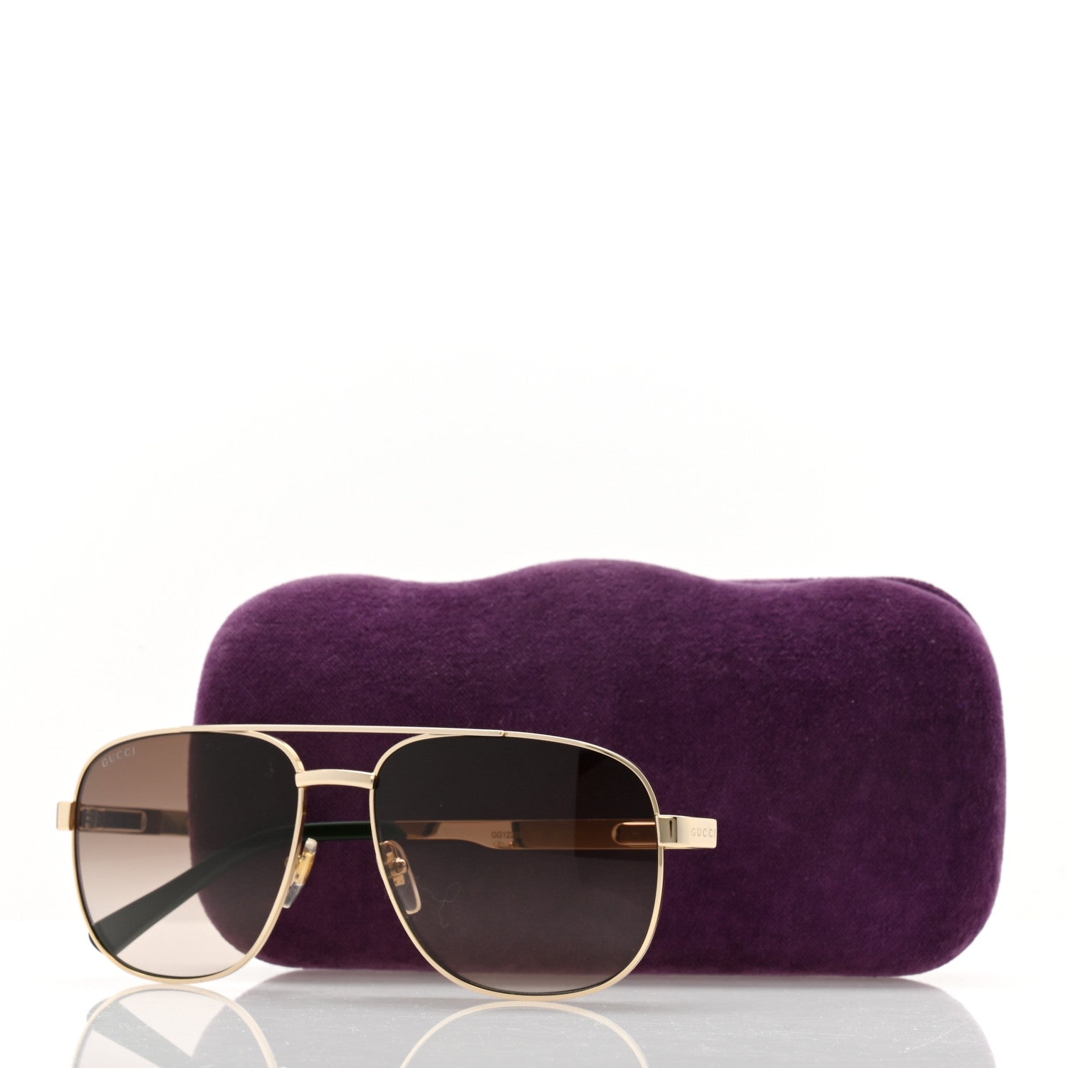 Gucci Metal Acetate Navigator Frame Sunglasses GG1223S XL Gold 8 of 8