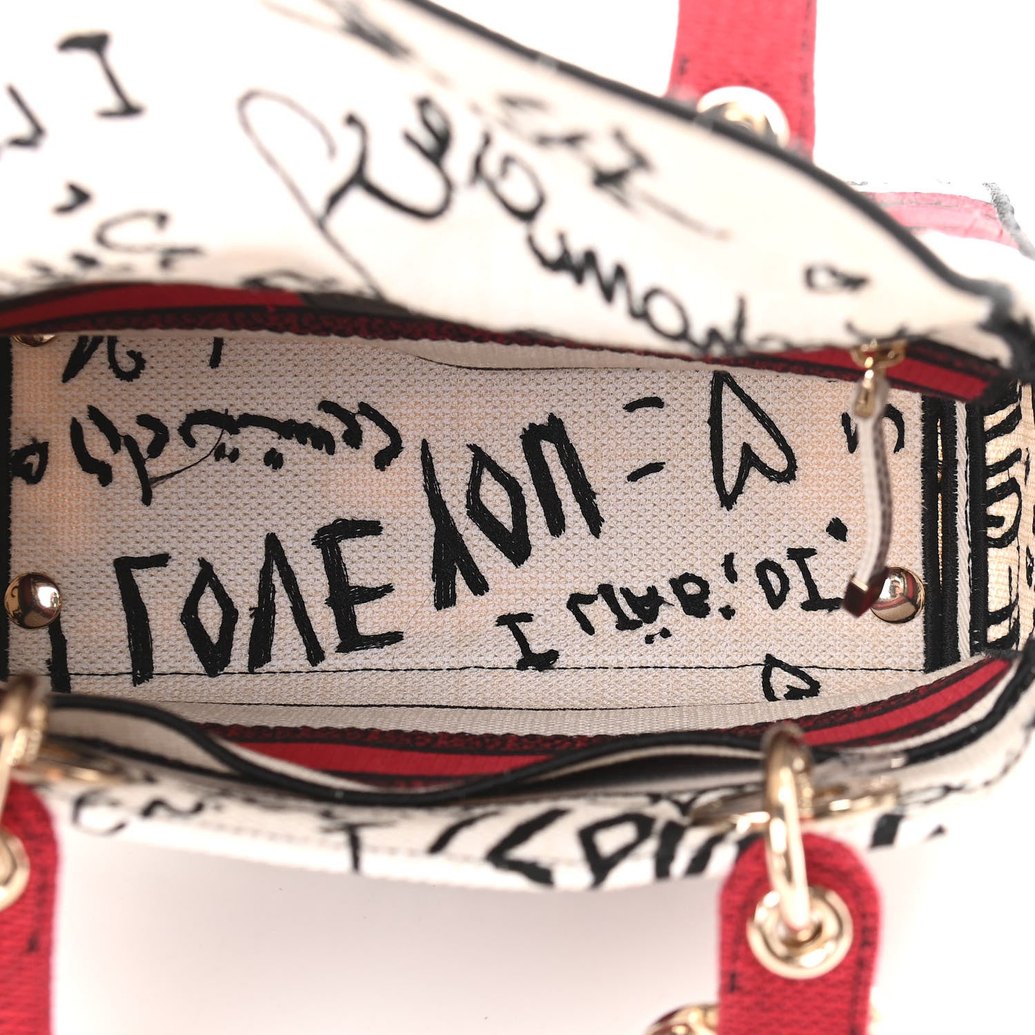 Christian Dior Canvas Medium DiorAmour Graffiti Lady D-Lite Latte 5 of 8