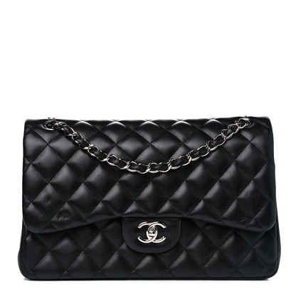 Chanel Lambskin Quilted Jumbo Double Flap Black 1 of 8