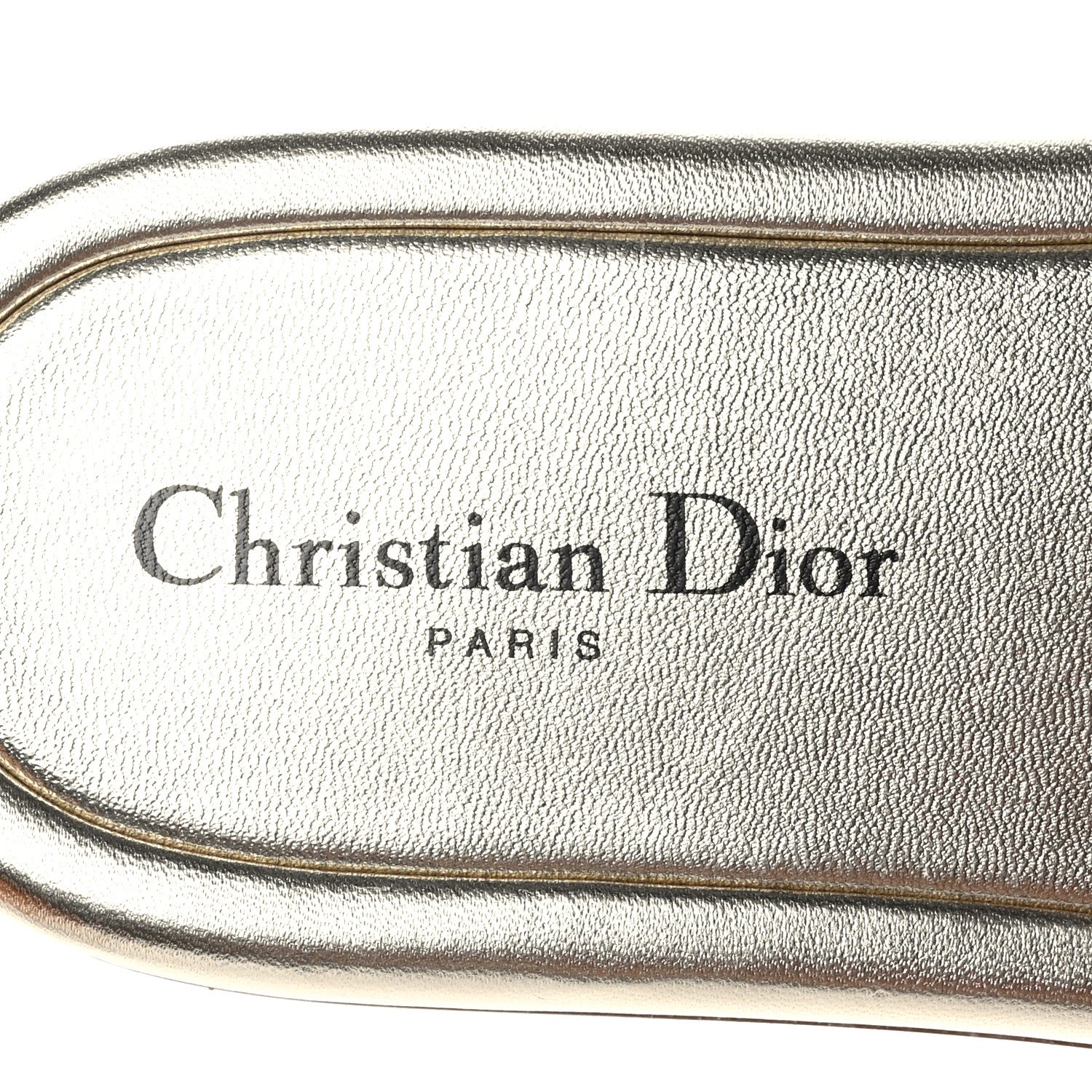 Christian Dior Metallic Lambskin Embossed Every-D Flat Slide Sandals 36 Pale Gold 7 of 9
