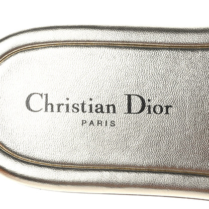 Christian Dior Metallic Lambskin Embossed Every-D Flat Slide Sandals 36 Pale Gold 7 of 9