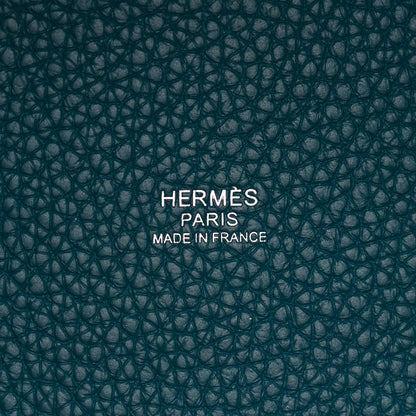 Hermes Taurillon Clemence Casaque Picotin Lock 18 PM Vert Bosphore Vert Cypress 6 of 10