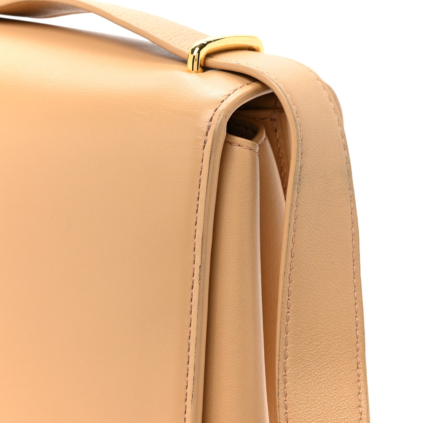 Box Calfskin Nappa Clip Bag Almond Gold