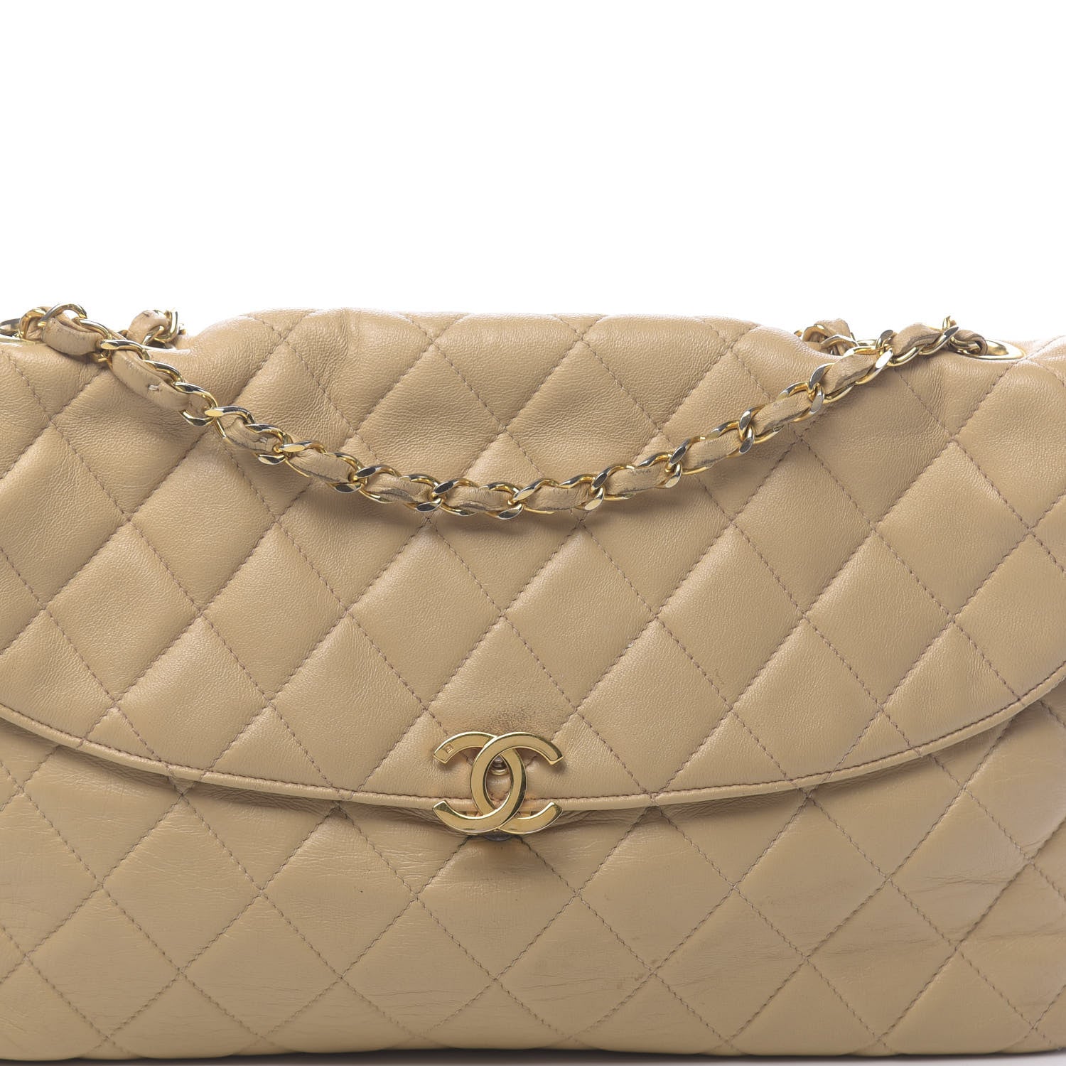 Chanel Lambskin Quilted Jumbo Single Flap Beige 13 of 27