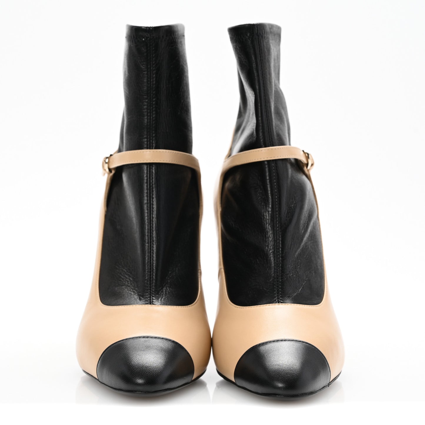 Lambskin Booties 40.5 Black Beige