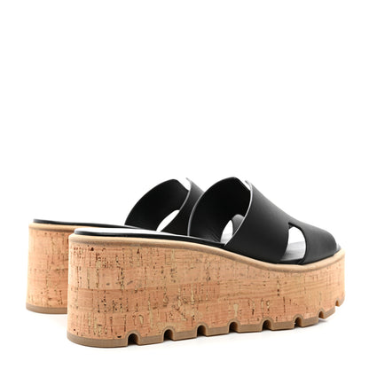 Hermes Calfskin Cork Eze 30 Sandals 38 Black 4 of 9