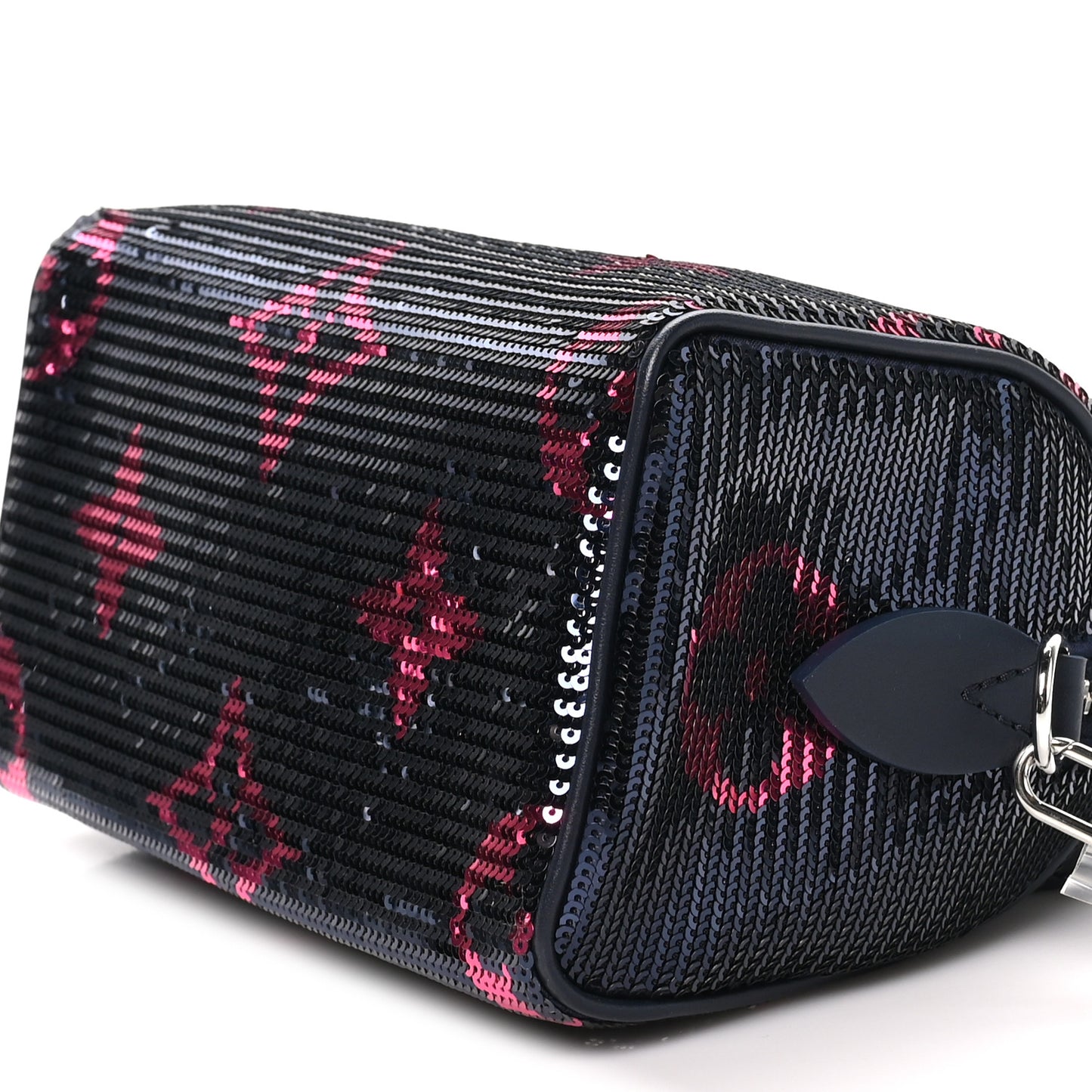 Giant Monogram Sequins Speedy Bandouliere 18 Navy Fuchsia