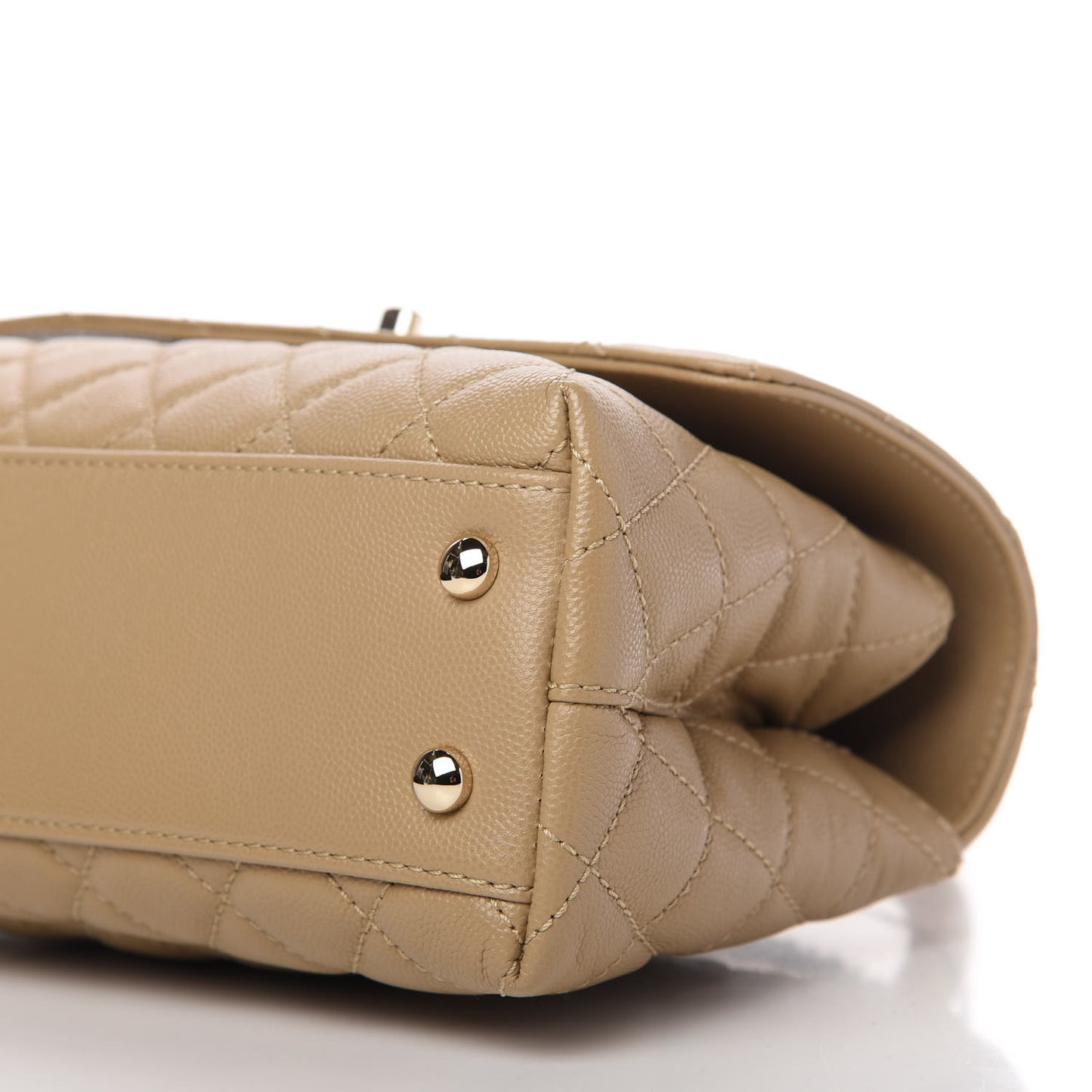 Caviar Lizard Embossed Quilted Mini Coco Handle Flap Dark Beige