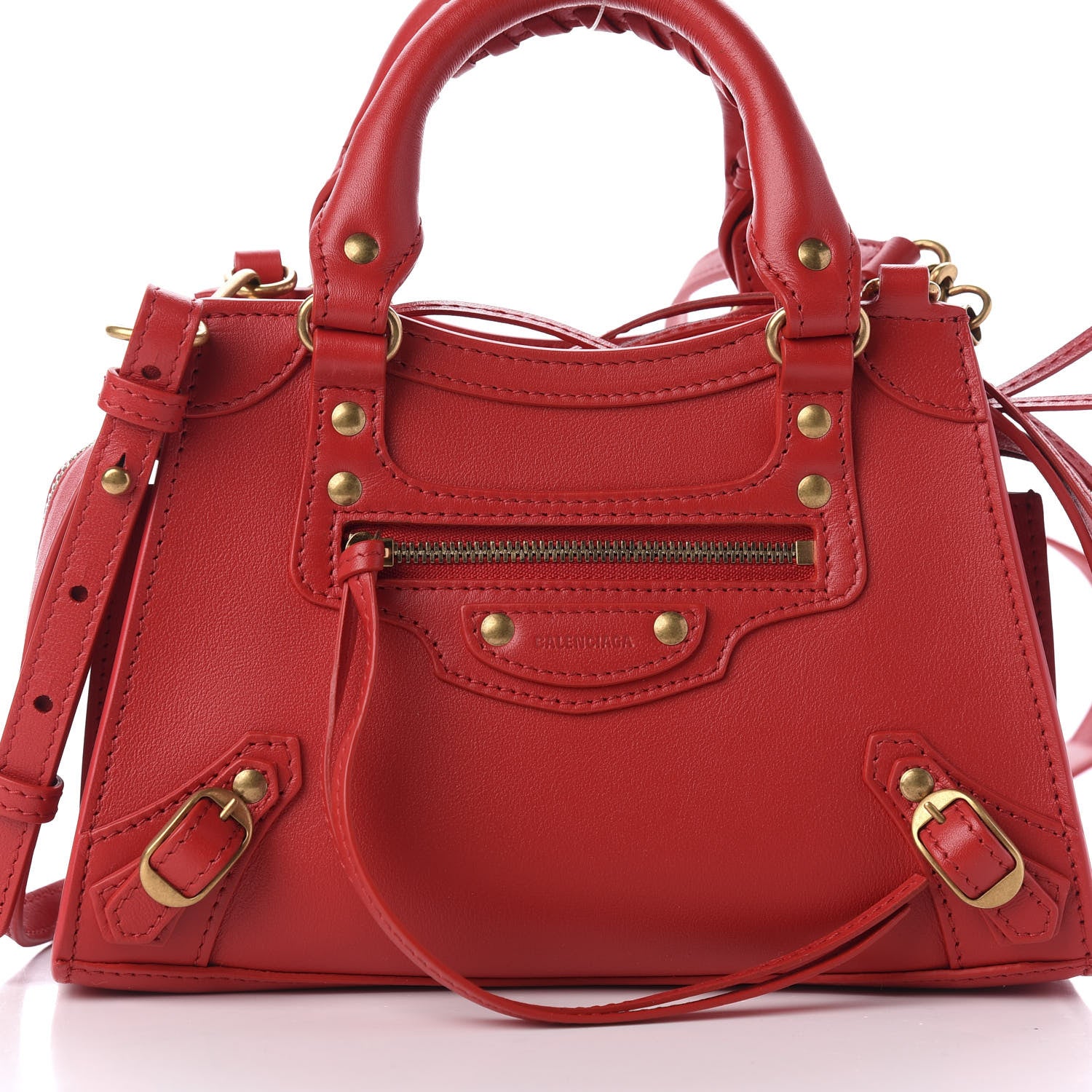 Balenciaga Smooth Calfskin Neo Classic Brass Hardware Mini City Red 9 of 9