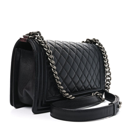 Chanel Lambskin Quilted Medium Boy Flap Black 3 of 10